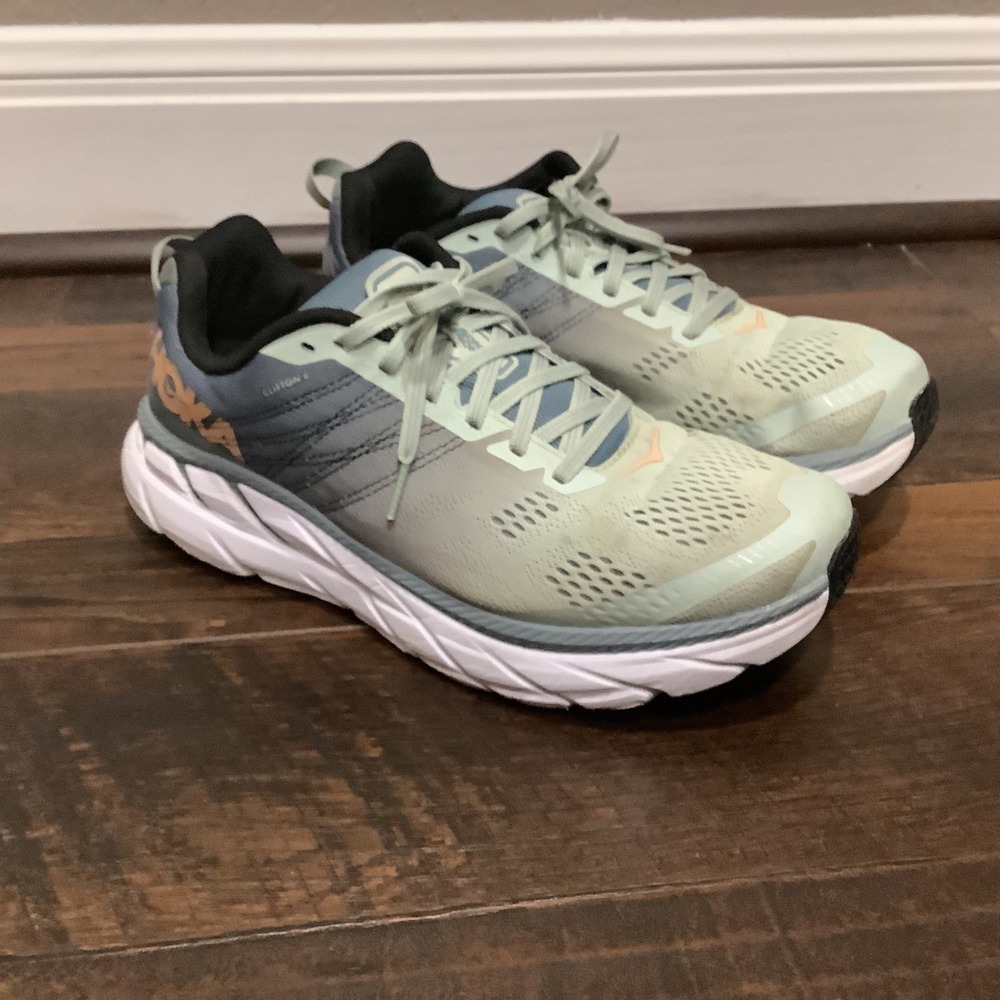 Hoka One One Clifton 6 Womens Running Shoes Blue Mint Green Ombre Sneaker - Picture 5 of 13